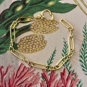 Gorjana: Mini Trombone + Delicate Circle Rings Gold Bracelet - EUC